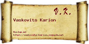 Vaskovits Karion névjegykártya